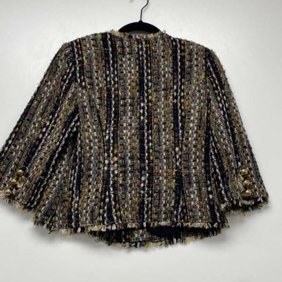 Cabi Style 175 Paris Tweed Blazer Jacket 3/4 Sleeves 3 Buttons Mid Length Size S - Picture 2 of 9